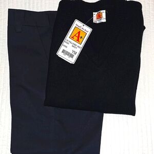 Schools Apparel - Boys Dark Navy Pants and V-Neck Sleeveless Sweater Vest (SET)